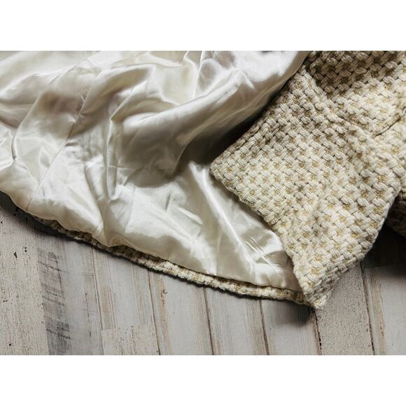Gorgeous XOXO Gold and Cream Tweed Jacket sz S EUC - Picture 6 of 6